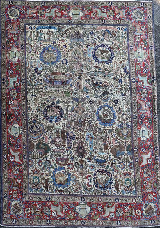 A Tabriz picture carpet, 10ft 11in by 8ft.